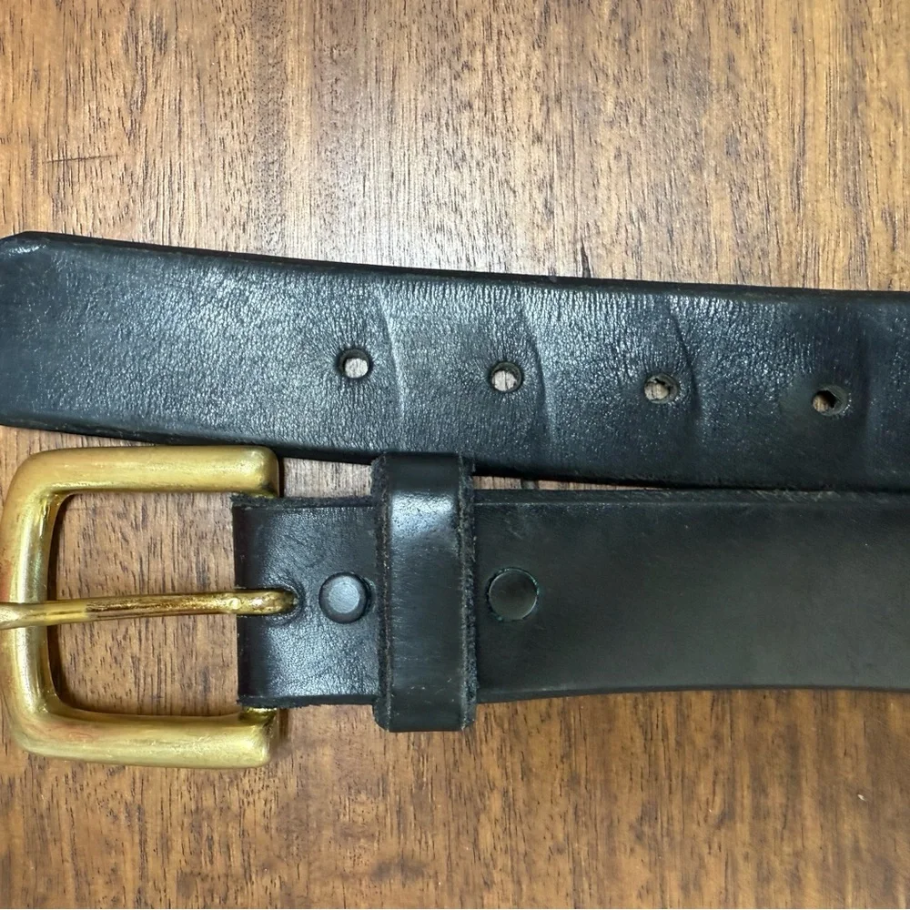 Leegin British Mens Black Leather Belt made in USA‎ Sz 50 fits 48